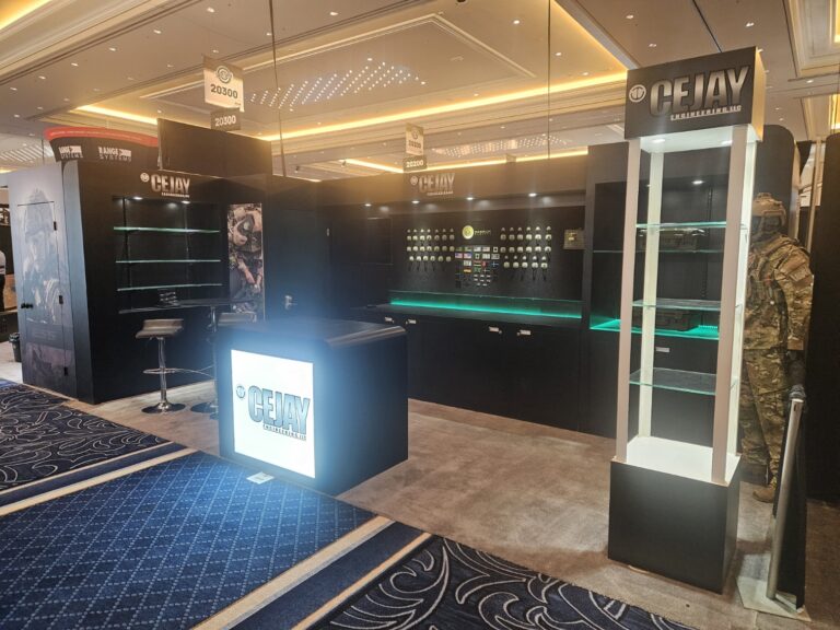 Cejay Engineering Returns to SHOT Show 2025 with 10×20 booth at the Venetian Las Vegas Displaying their Array of New Products in a Tactical Themed Display