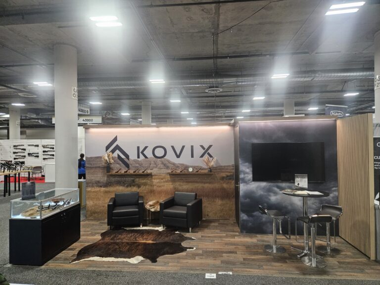 Kovix Debuts at SHOT Show 2025 with 10×20 booth at the Venetian Las Vegas Displaying their Array of New Products in an Upscale Lodge Decor.